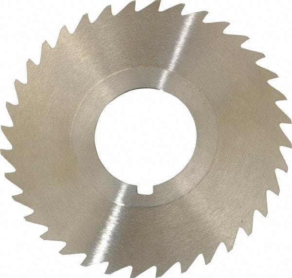 Keo - 2-1/2" Diam x 1/32" Blade Thickness x 7/8" Arbor Hole Diam, 36 Tooth Slitting and Slotting Saw - Arbor Connection, Right Hand, Uncoated, High Speed Steel, 10° Rake, Concave Ground - Caliber Tooling