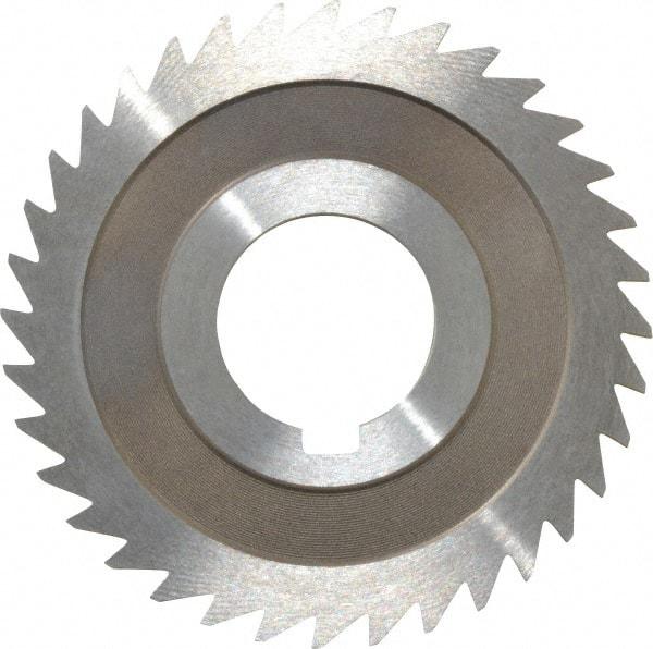 Keo - 3" Diam x 3/32" Blade Thickness x 1" Arbor Hole Diam, 36 Tooth Slitting and Slotting Saw - Arbor Connection, Right Hand, Uncoated, High Speed Steel, 10° Rake, Concave Ground - Caliber Tooling