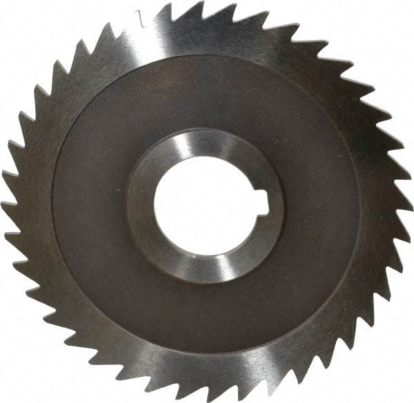 Keo - 4" Diam x 3/32" Blade Thickness x 1" Arbor Hole Diam, 40 Tooth Slitting and Slotting Saw - Arbor Connection, Right Hand, Uncoated, High Speed Steel, Concave Ground, Contains Keyway - Caliber Tooling