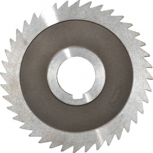 Keo - 4" Diam x 1/8" Blade Thickness x 1" Arbor Hole Diam, 40 Tooth Slitting and Slotting Saw - Arbor Connection, Right Hand, Uncoated, High Speed Steel, Concave Ground, Contains Keyway - Caliber Tooling