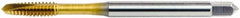 OSG - 3/4-10 UNC, 3 Flute, TiN Finish, High Speed Steel Spiral Point Tap - Plug Chamfer, Right Hand Thread, 4-1/4" OAL, 2" Thread Length, 0.59" Shank Diam, 2B/3B Class of Fit, Series 105 - Exact Industrial Supply