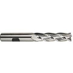 7/8 Dia. x 5-3/4 Overall Length 4-Flute Square End High Speed Steel SE End Mill-Round Shank-Center Cut-Uncoated - Caliber Tooling