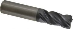 Kennametal - 4 Flute Solid Carbide Roughing & Finishing Corner Chamfer End Mill - AlTiN Finish, Straight Shank, 38° Helix, Centercutting - Caliber Tooling