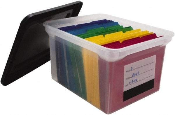 Innovative Storage Designs - 1 Compartment, 17-3/4 Inch Wide x 14 Inch Deep x 10-1/4 Inch High, Portable File Box - Plastic, Black and Clear - Caliber Tooling