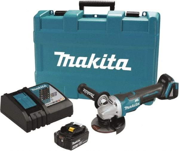 Makita - 4-1/2" Wheel Diam, 8,500 RPM, Cordless Cutoff & Cutoff-Grinder Tool - Straight Handle, Battery Included - Caliber Tooling