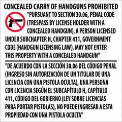 NMC - "Concealed Carry of Handguns Prohibited", 24" Long x 24" Wide, Pressure-Sensitive Vinyl Safety Sign - Square, 0.045" Thick, Use for Accident Prevention - Caliber Tooling