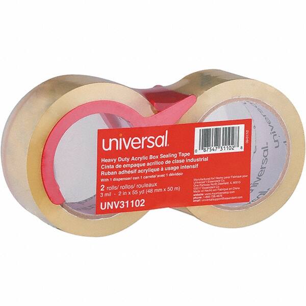 Universal One - 48mm Wide x 3mm Thick x 50m Long, 31102 Box Sealing & Label Protection Tape - Clear - Caliber Tooling