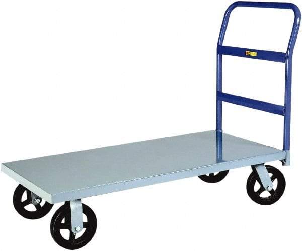 Little Giant - 2,000 Lb Capacity Steel Platform Truck - Steel Deck, 24" OAW, 48" Platform Length x 9" Platform Height, Mold On Rubber Casters - Caliber Tooling