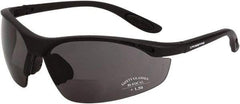 CrossFire - +2, Smoke Gray Lenses, Scratch Resistant, Framed Magnifying Safety Glasses - UV Protection, Black Frame - Caliber Tooling