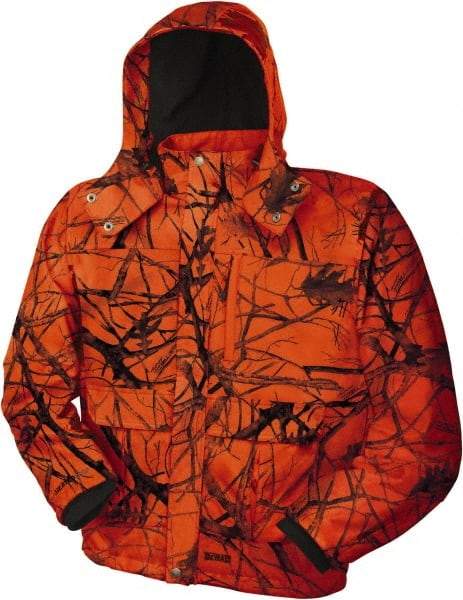 DeWALT - Size 3XL Heated & Cold Weather Jacket - Camo Blaze, Polyester, Zipper Closure, 62" Chest - Caliber Tooling