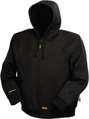 DeWALT - Size S Heated & Cold Weather Jacket - Black, Cotton, Zipper Closure, 42" Chest - Caliber Tooling