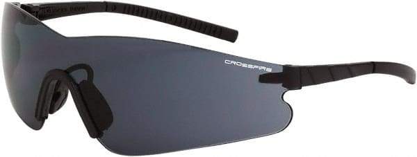 CrossFire - Smoke Lenses, Framed Safety Glasses - Anti-Fog, Black Frame, Size Universal, Wrap Around - Caliber Tooling