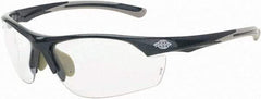 CrossFire - Clear Lenses, Framed Safety Glasses - Scratch Resistant, Gray Frame, Size Universal, Wrap Around - Caliber Tooling