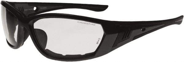 CrossFire - Smoke Lenses, Framed Safety Glasses - Anti-Fog, Gray Frame, Size Universal, Wrap Around - Caliber Tooling