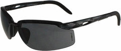 CrossFire - Smoke Lenses, Framed Safety Glasses - Scratch Resistant, Black Frame, Size Universal, Wrap Around - Caliber Tooling