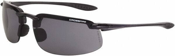 CrossFire - Smoke Lenses, Framed Safety Glasses - Scratch Resistant, Crystal Black Frame, Size Universal, Wrap Around - Caliber Tooling