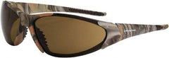 CrossFire - Brown Lenses, Framed Safety Glasses - Scratch Resistant, Brown Camouflage Frame, Size Universal, Wrap Around - Caliber Tooling