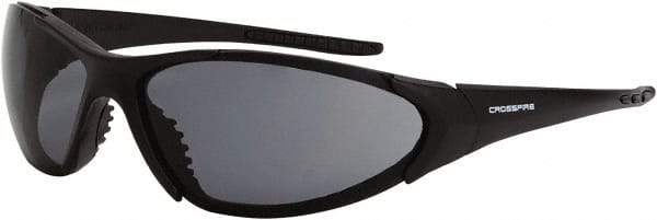 CrossFire - Smoke Lenses, Framed Safety Glasses - Scratch Resistant, Black Frame, Size Universal, Wrap Around - Caliber Tooling