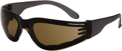 CrossFire - Brown Lenses, Framed Safety Glasses - Anti-Fog, Brown Frame, Size Universal, Wrap Around - Caliber Tooling