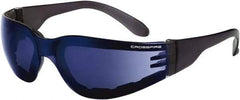 CrossFire - Blue Mirror Lenses, Framed Safety Glasses - Scratch Resistant, Black Frame, Size Universal, Wrap Around - Caliber Tooling