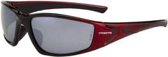 CrossFire - Silver Mirror Lenses, Framed Safety Glasses - Scratch Resistant, Black/Red Frame, Size Universal, Wrap Around - Caliber Tooling