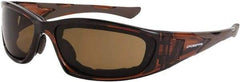 CrossFire - Dark Smoke Lenses, Framed Safety Glasses - Anti-Fog, Black Frame, Size Universal, Wrap Around - Caliber Tooling