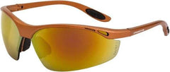 CrossFire - Red Mirror Lenses, Framed Safety Glasses - Scratch Resistant, Copper Frame, Size Universal, Wrap Around - Caliber Tooling