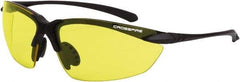 CrossFire - Yellow Lenses, Framed Safety Glasses - Scratch Resistant, Matte Black Frame, Size Universal, Wrap Around - Caliber Tooling