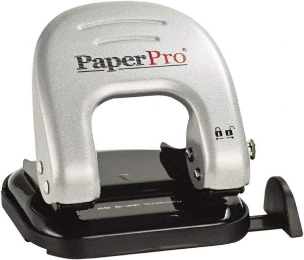 PaperPro - Paper Punches Type: 20 Sheet Manual Two Hole Punch Color: Black/Silver - Caliber Tooling