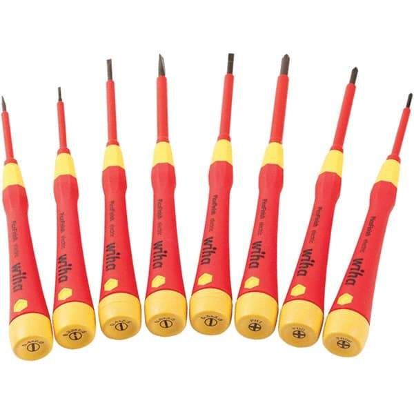 Wiha - 8 Piece Slotted & Phillips Screwdriver Set - #00 to #1 Phillips Size - Caliber Tooling