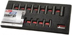 Ability One - 14 Piece 3/8" Drive Deep Well Impact Socket Set - 6 Points, 8mm to 24mm Range, Inch Measurement Standard - Caliber Tooling