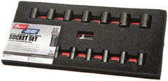 Ability One - 15 Piece 1/2" Drive Impact Socket Set - 6 Points, 10mm to 24mm Range, Metric Measurement Standard - Caliber Tooling