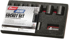 Ability One - 11 Piece 3/8" Drive Impact Socket Set - 6 Points, 3/8" to 1" Range, Inch Measurement Standard - Caliber Tooling