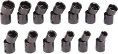 Proto - 13 Piece 1/2" Drive Black Finish Impact Socket Set - 6 Points, 1/2" to 1-1/4" Range, Inch Measurement Standard - Caliber Tooling