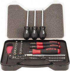 Wiha - 59 Piece, 1/4" Drive Screwdriver Vario Set - #0, #1 & #2 Phillips, 0.05 to 1/4" Hex, 1.5 to 6mm Hex, T5 to T30 Torx, #1 & #2 Pozidriv, #1 to #3 Square Recess, 4.5, 5.5 & 6mm Slotted - Caliber Tooling