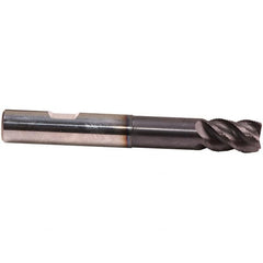 Emuge - 5/8" Diam, 7/8" LOC, 4 Flute Solid Carbide Roughing & Finishing End Mill - TiAlN Finish, 4-1/4" OAL, 5/8" Shank Diam, Weldon Shank, 45° Helix, Centercutting, Extra Long Length - Caliber Tooling