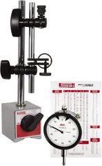 SPI - 0.001" Graduation, Dial Indicator & Base Kit - 2-1/4" Base Length x 2" Base Width x 2-1/8" Base Height - Caliber Tooling