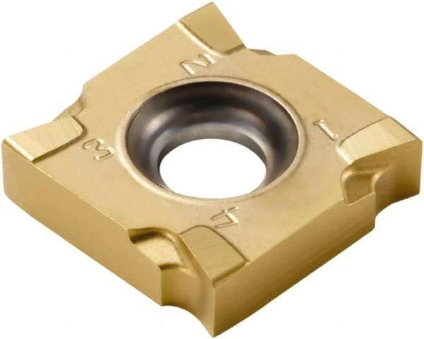 Seco - SNHQ120402 M07 Grade F40M Carbide Milling Insert - TiAlN/TiN Finish, 0.159" Thick, 1/2" Inscribed Circle, 0.008" Corner Radius - Caliber Tooling