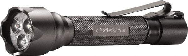 Coast Cutlery - White, Red, Blue LED Bulb, 125 Lumens, Industrial/Tactical Flashlight - Black Aluminum Body, 2 AA Batteries Included - Caliber Tooling