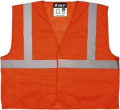 MCR Safety - Size XL Flame Hi-Viz Orange Mesh General Purpose Vest - 25.4" Chest, ANSI 107-2015, Hook & Loop Closure, 3 Pockets, Polyester - Caliber Tooling