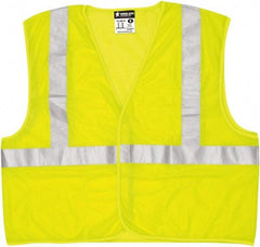 MCR Safety - Size L Flame Resistant/Retardant Lime Mesh General Purpose Vest - 24.4" Chest, Hook & Loop Closure, 3 Pockets, Polyester - Caliber Tooling