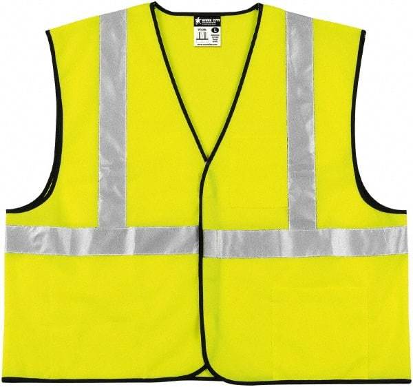 MCR Safety - Size 3XL Flame Resistant/Retardant Lime Solid General Purpose Vest - 27.4" Chest, ANSI 107-2015, Hook & Loop Closure, 3 Pockets, Polyester - Caliber Tooling