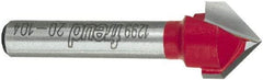 Freud - 1/2" Cut Diam, 7/16" Length of Cut, 0 Flute V-Groove Edge Profile Router Bit - Carbide-Tipped, 1/4" Shank Diam, 1-3/4" OAL, Proprietary Coating - Caliber Tooling