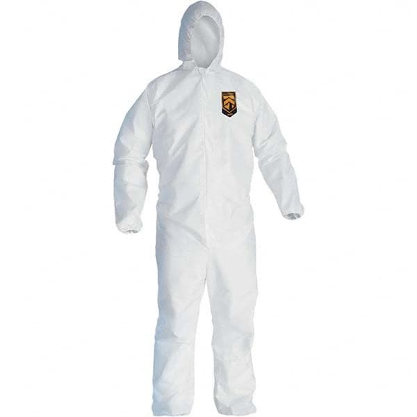 KleenGuard - Size XL Film Laminate General Purpose Coveralls - White, Zipper Closure, Elastic Cuffs, Elastic Ankles, Serged Seams - Caliber Tooling