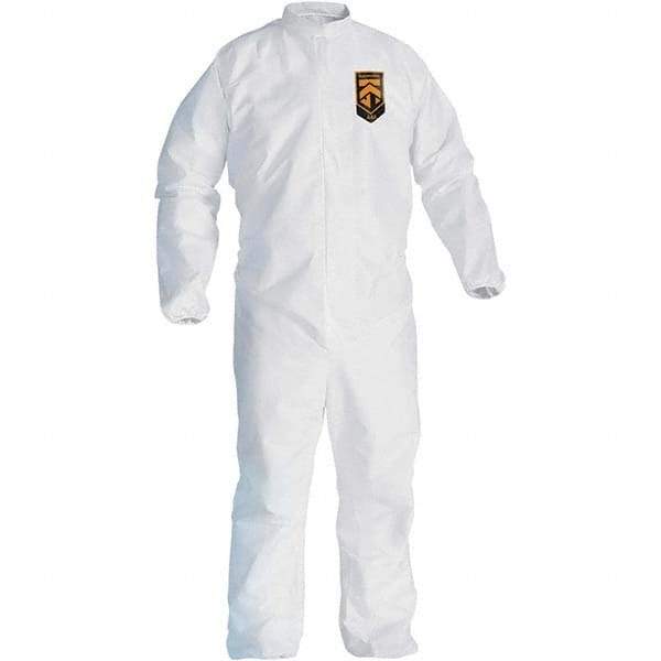 KleenGuard - Size 4XL Film Laminate General Purpose Coveralls - White, Zipper Closure, Elastic Cuffs, Elastic Ankles, Serged Seams - Caliber Tooling