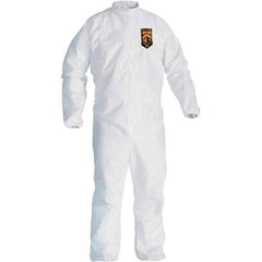 KleenGuard - Size 4XL Film Laminate General Purpose Coveralls - White, Zipper Closure, Elastic Cuffs, Elastic Ankles, Serged Seams - Caliber Tooling