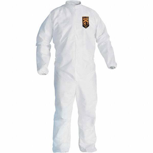 KleenGuard - Size L Film Laminate General Purpose Coveralls - White, Zipper Closure, Elastic Cuffs, Elastic Ankles, Serged Seams - Caliber Tooling