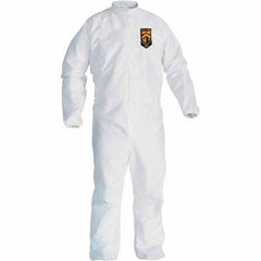 KleenGuard - Size M Film Laminate General Purpose Coveralls - White, Zipper Closure, Elastic Cuffs, Elastic Ankles, Serged Seams - Caliber Tooling