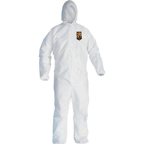 KleenGuard - Size 3XL Film Laminate General Purpose Coveralls - White, Zipper Closure, Elastic Cuffs, Elastic Ankles, Serged Seams - Caliber Tooling