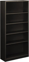 Hon - 5 Shelf, 71" High x 34-1/2" Wide Bookcase - 12-5/8" Deep, Steel, Charcoal - Caliber Tooling